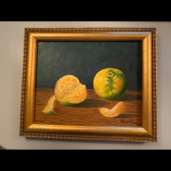 Original oil painting of tangerines by Ovando.